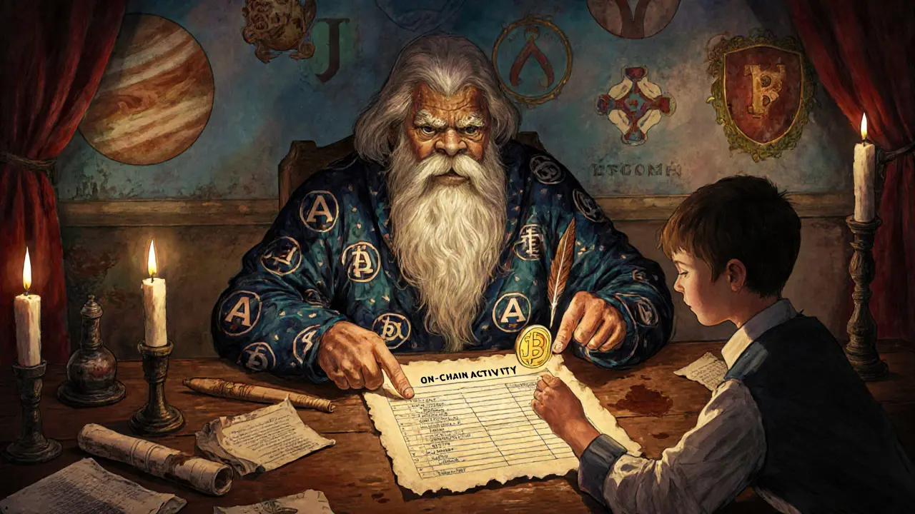 A wise elder shows a child how to earn tokens through real participation.