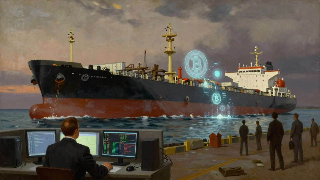 A state-owned tanker using crypto for international trade while small businesses watch from afar.
