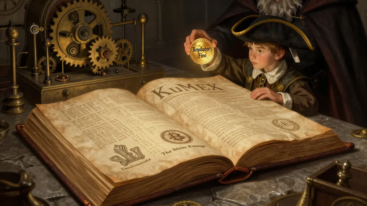 An apprentice studies a mechanical trading engine beside an open book and a gold fine coin.