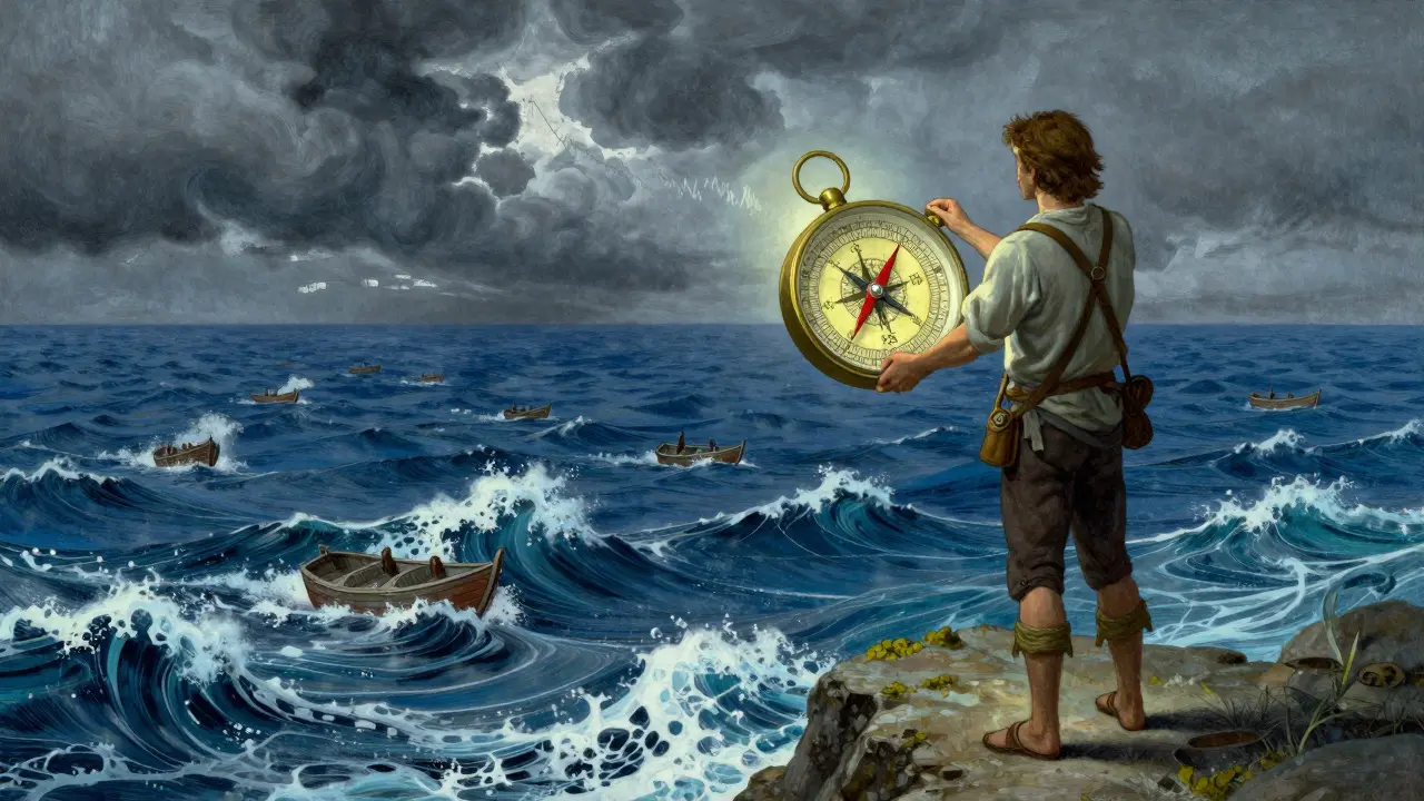 Navigator using a precise compass to navigate volatile digital seas