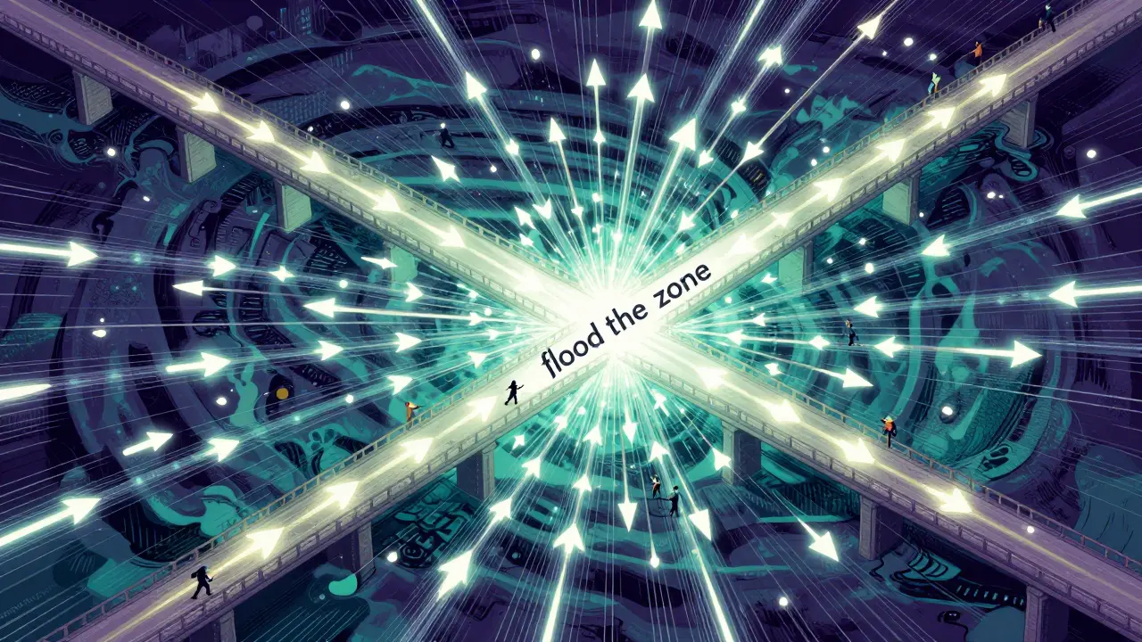 Chaotic streams of data flowing through blockchain bridges in a maze