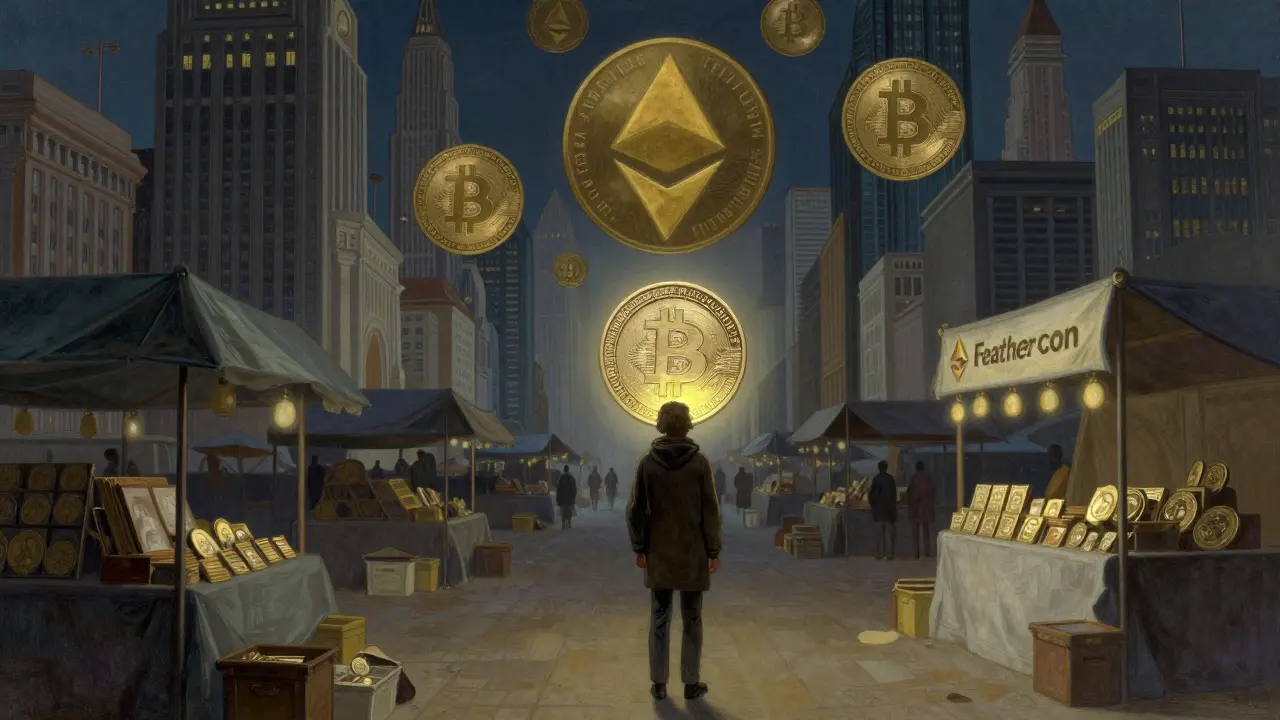 Illustration of Feathercoin as a niche digital collectible