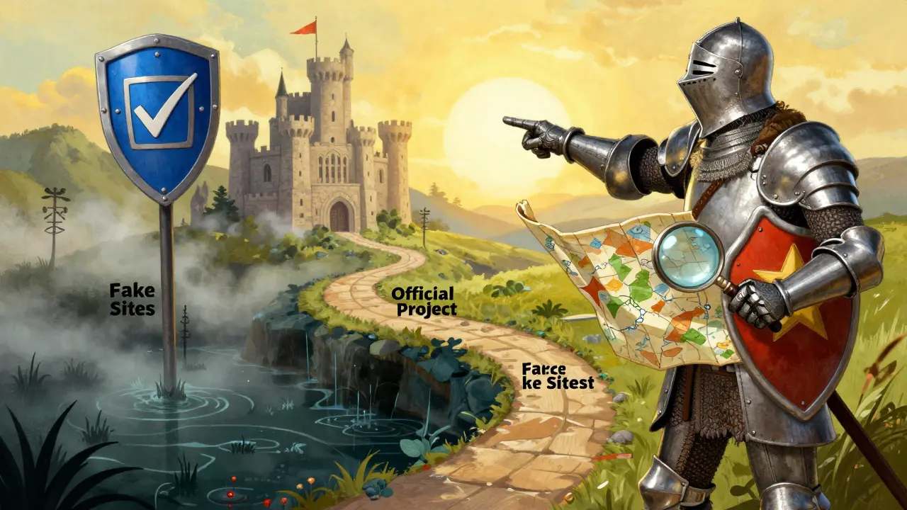 Knight shielding traveler and pointing to safe path on map