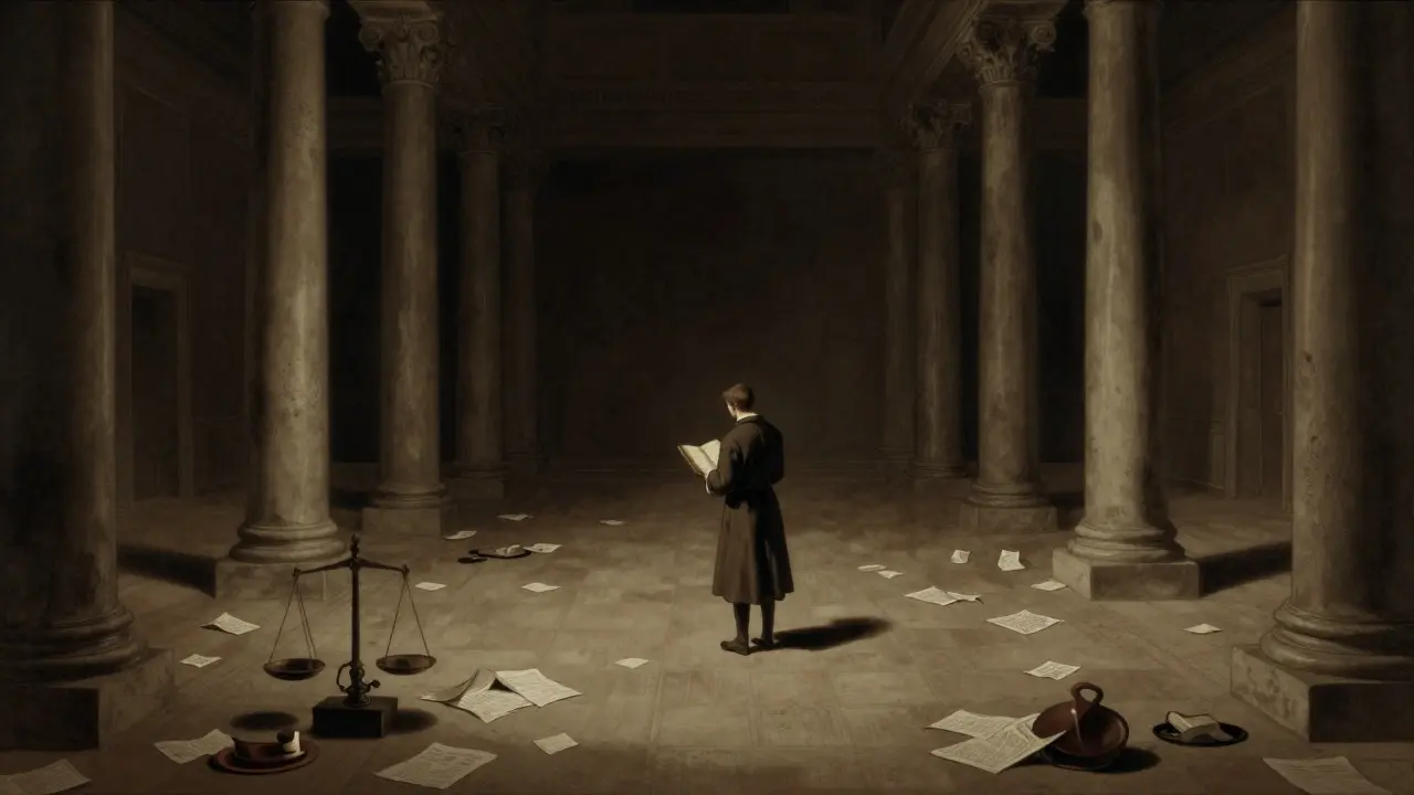 An empty, shadowy trading hall symbolizes zero liquidity and market stagnation.