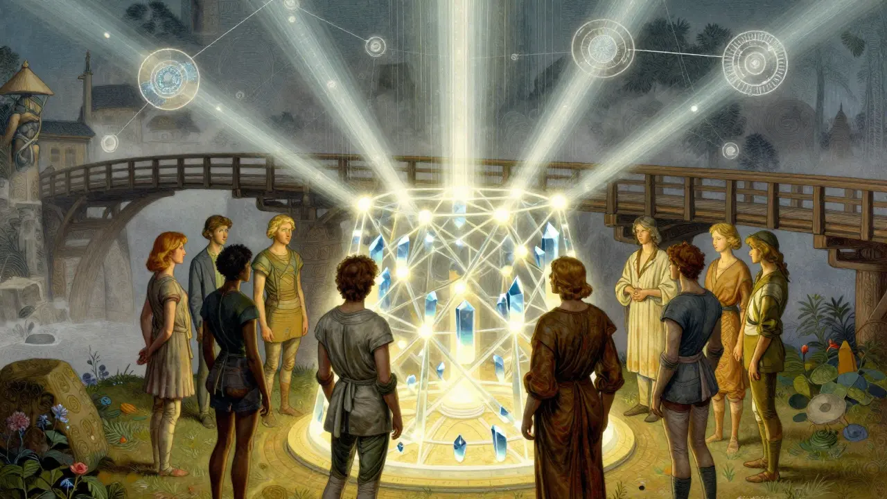 Glowing crystal lattice symbolizing future trustless tech