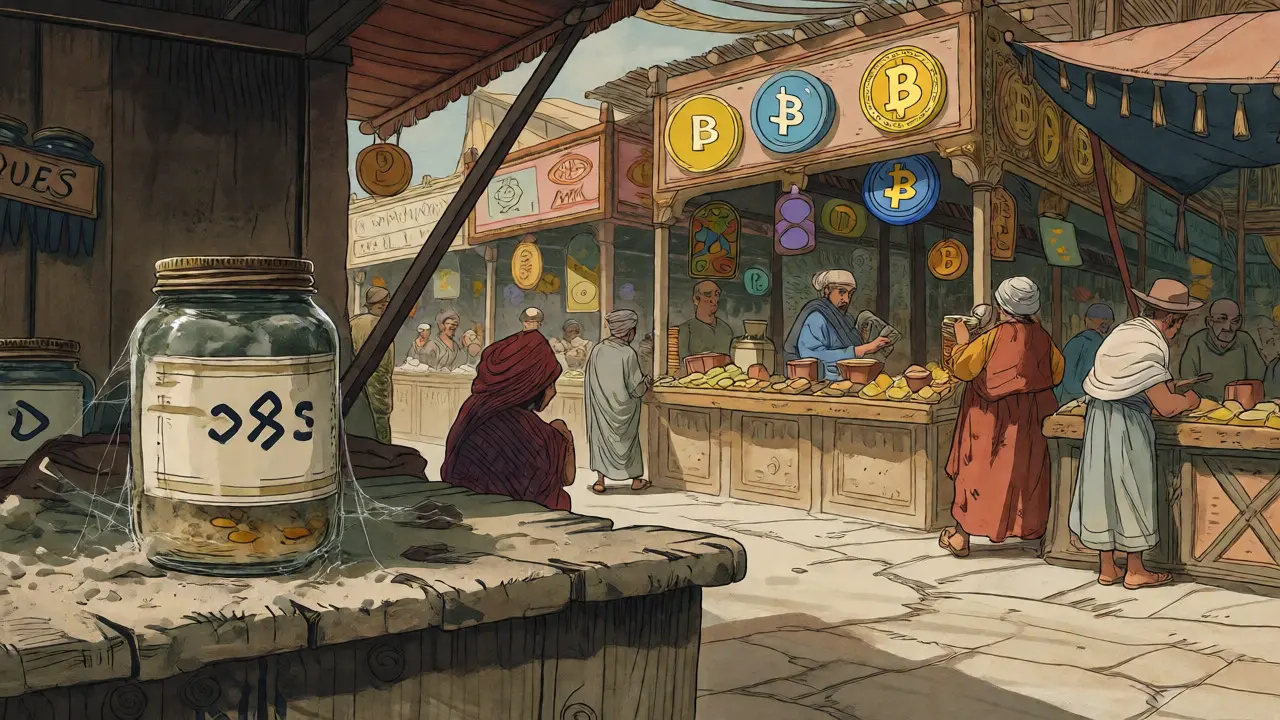 Dusty stall in a busy crypto bazaar