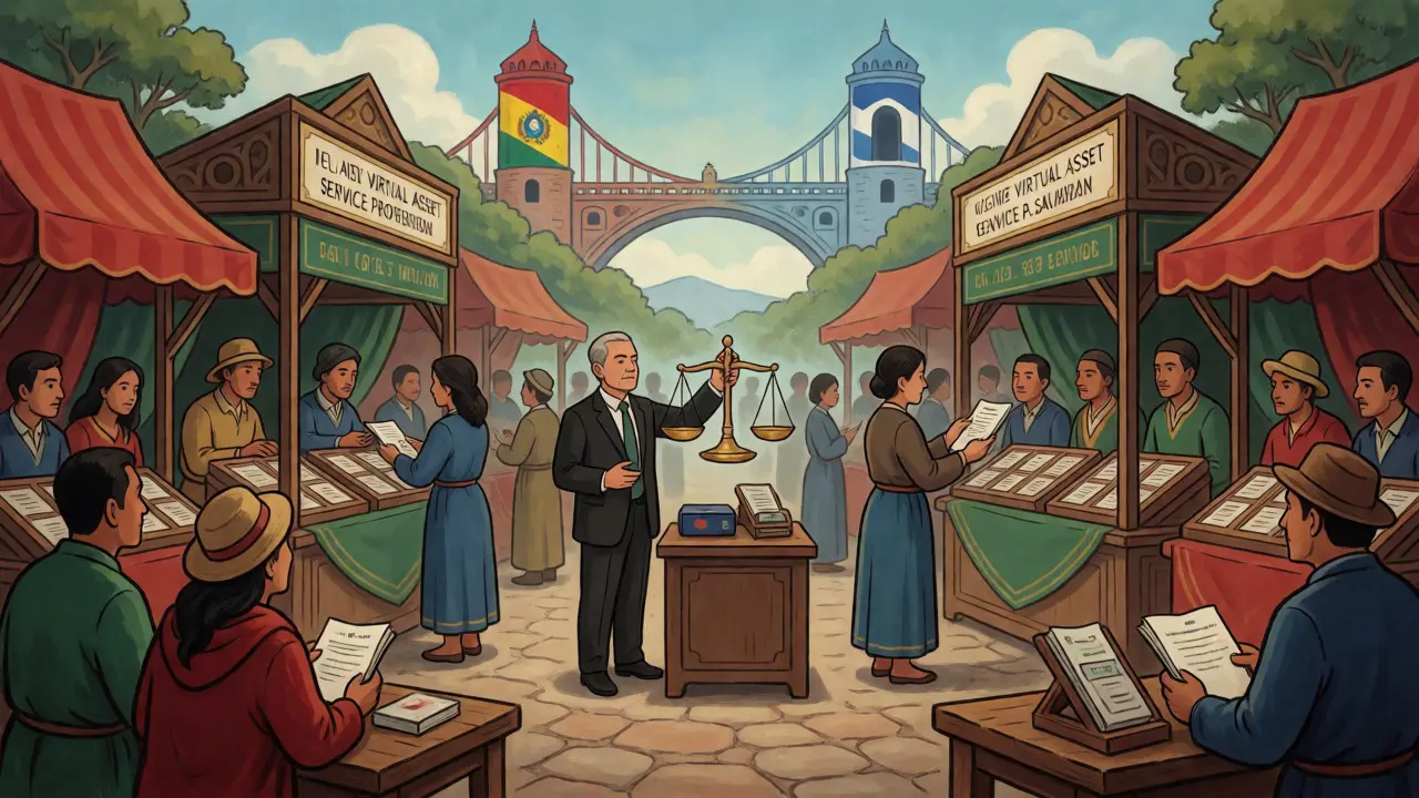 Regulators oversee organized crypto exchanges in a busy market square, symbolizing structured adoption.