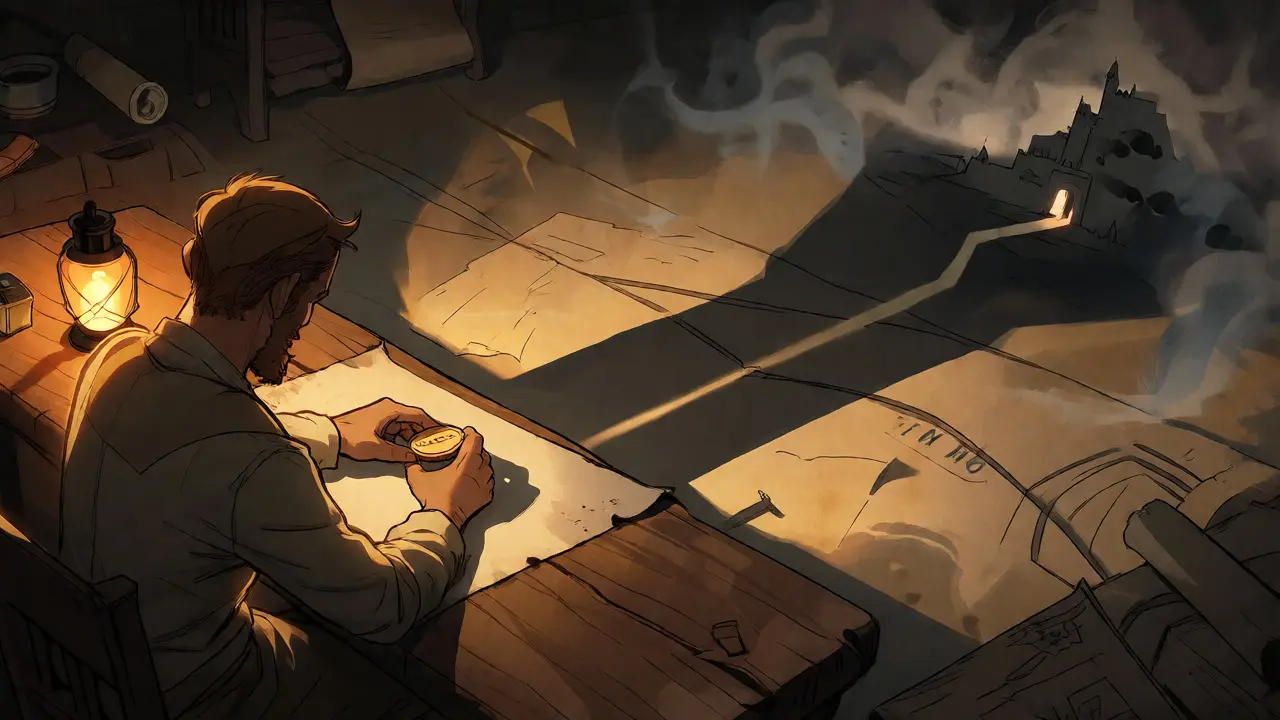 Investor contemplating the uncertain future of the MONO token in a moody setting