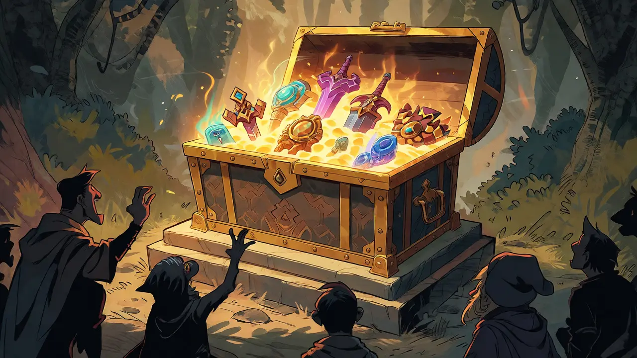 Treasure chest containing rare AvaAce Legendary NFTs